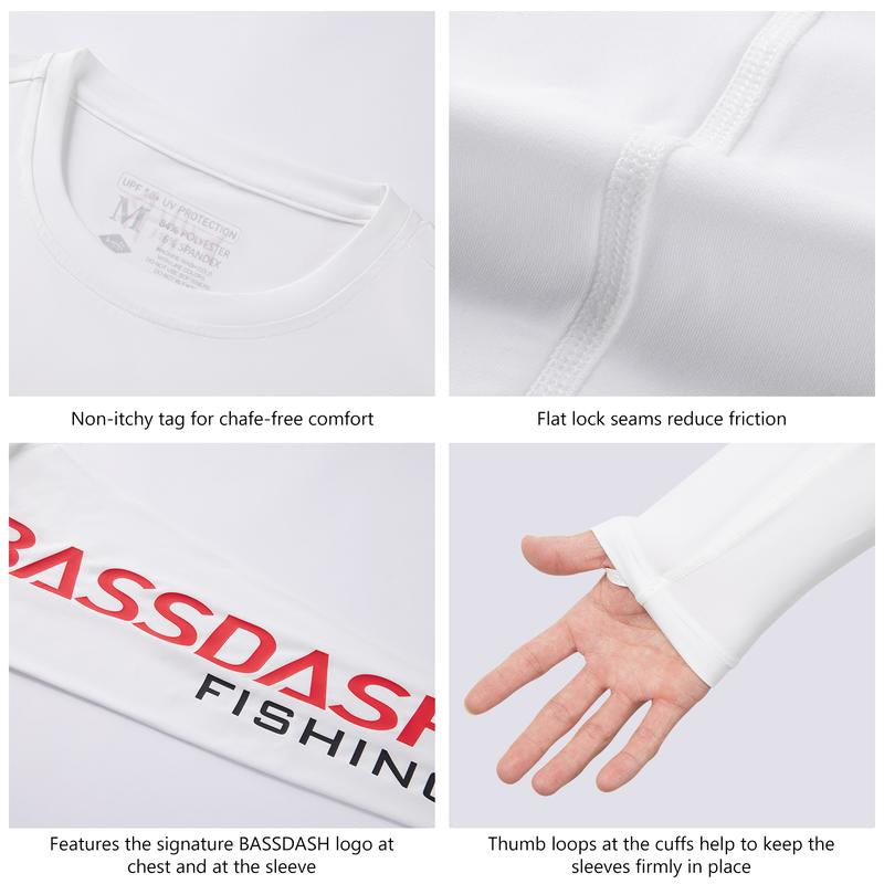 BASSDASH Men’S UPF 50+ Sun Protection Long Sleeve Shirts Quick Dry Performance SPF UV Shirt for Outdoors Fishing Hiking FS31M