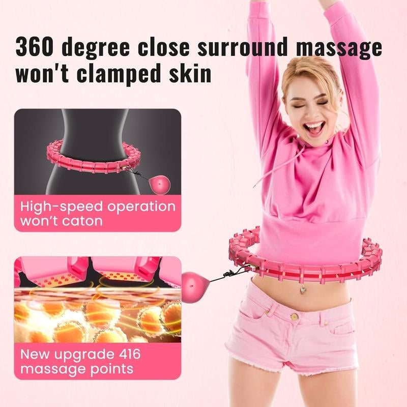 65Inch 32 Knots plus Size Quiet Weighted Hula Infinity Fitness Detachable Hoops Smart Silent Infinity Hula for Women 2 in 1 Waist , Abdominal Workout
