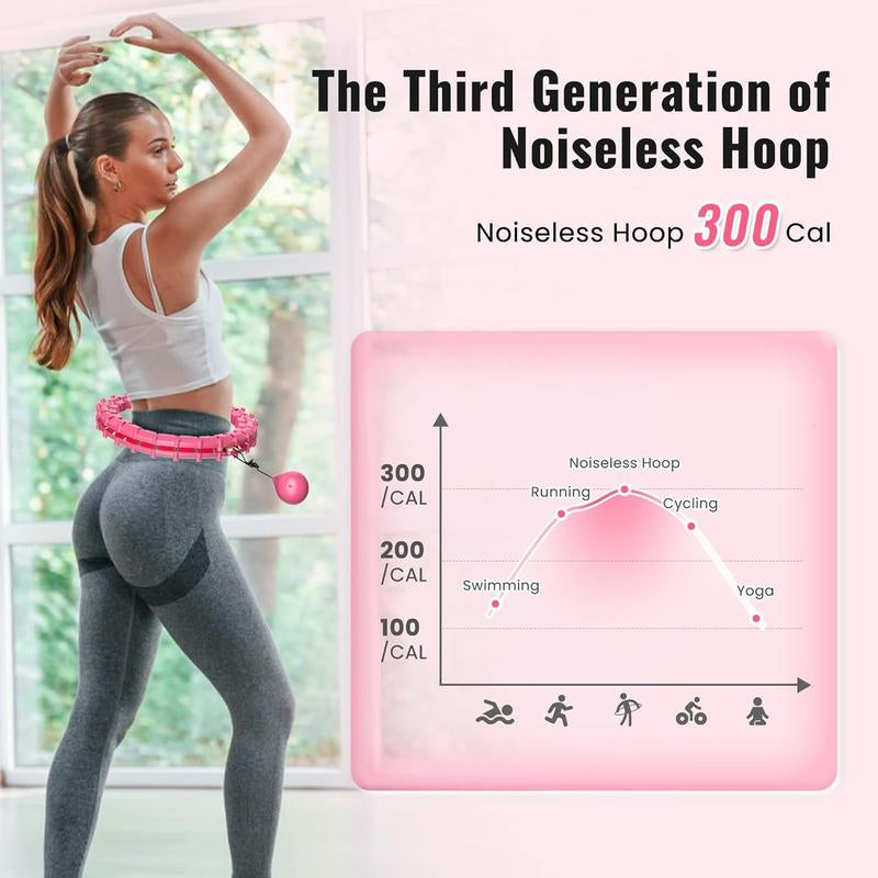 65Inch 32 Knots plus Size Quiet Weighted Hula Infinity Fitness Detachable Hoops Smart Silent Infinity Hula for Women 2 in 1 Waist , Abdominal Workout