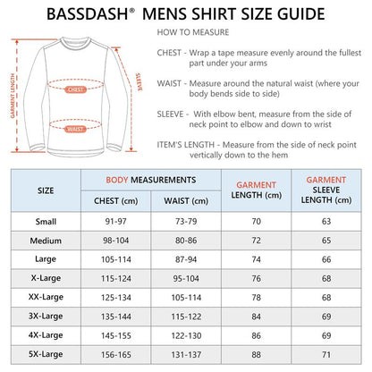 BASSDASH Men’S UPF 50+ Sun Protection Long Sleeve Shirts Quick Dry Performance SPF UV Shirt for Outdoors Fishing Hiking FS31M