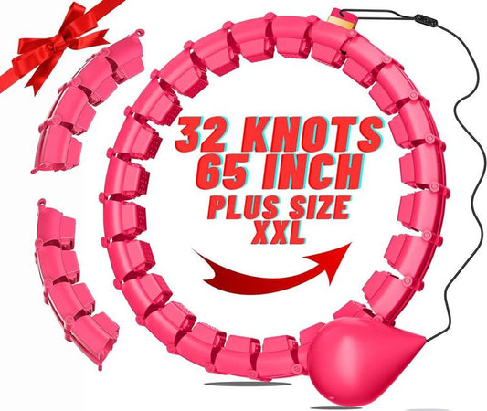 65Inch 32 Knots plus Size Quiet Weighted Hula Infinity Fitness Detachable Hoops Smart Silent Infinity Hula for Women 2 in 1 Waist , Abdominal Workout