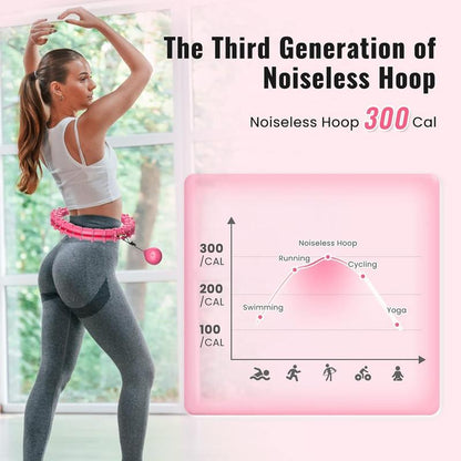 65Inch 32 Knots plus Size Quiet Weighted Hula Infinity Fitness Detachable Hoops Smart Silent Infinity Hula for Women 2 in 1 Waist , Abdominal Workout